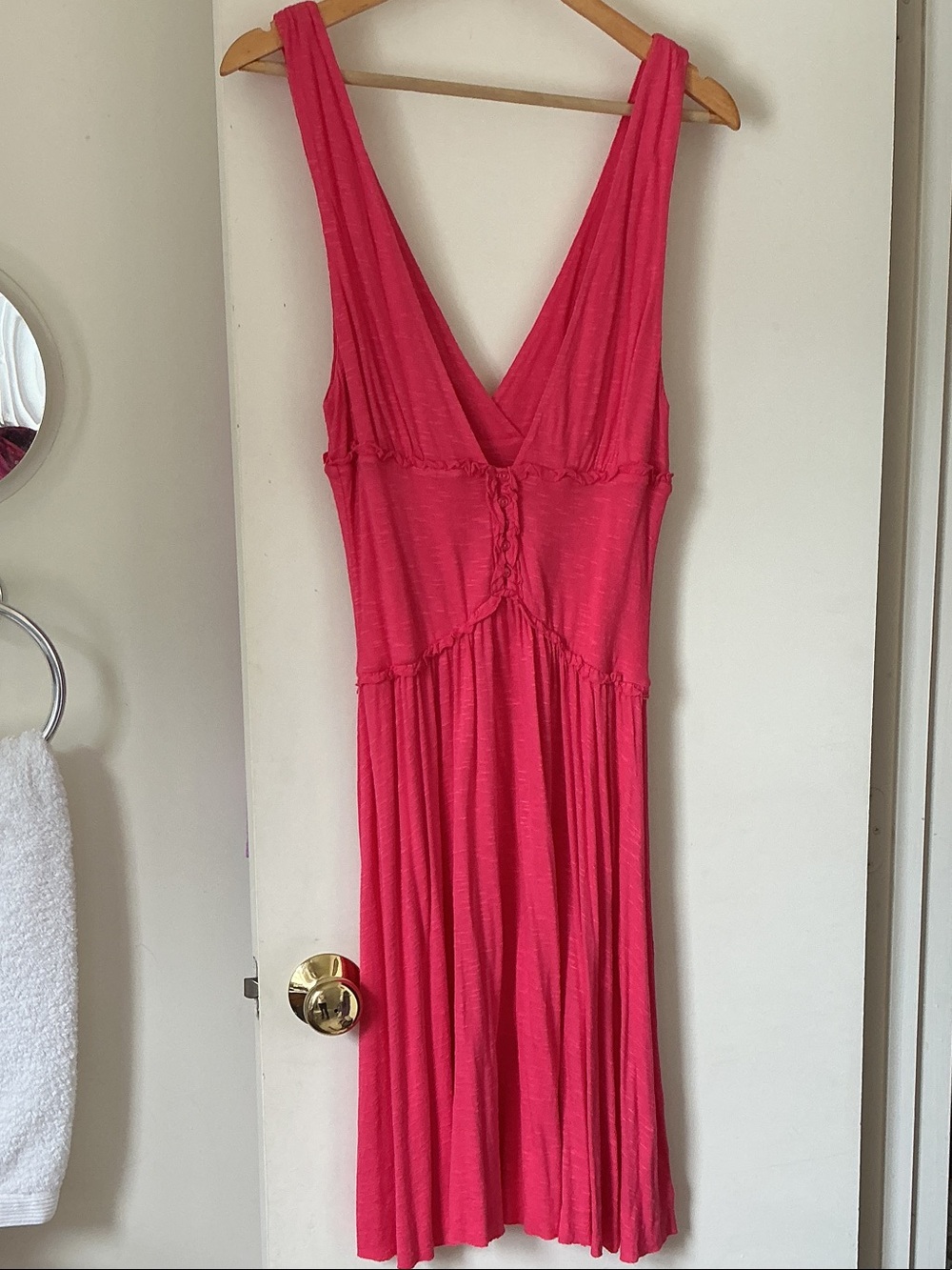 FREE PEOPLE Women’s Sleeveless Deep V Pink Summer Dress